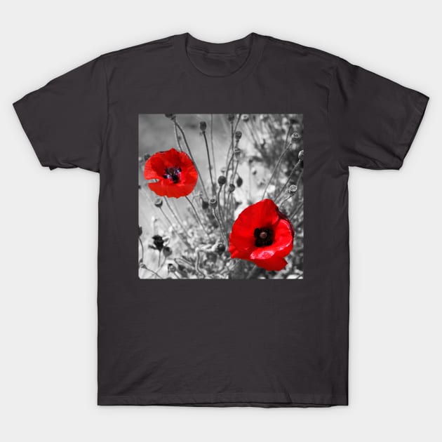 Red Poppies of Summer T-Shirt by Art Quilts by Rhonda